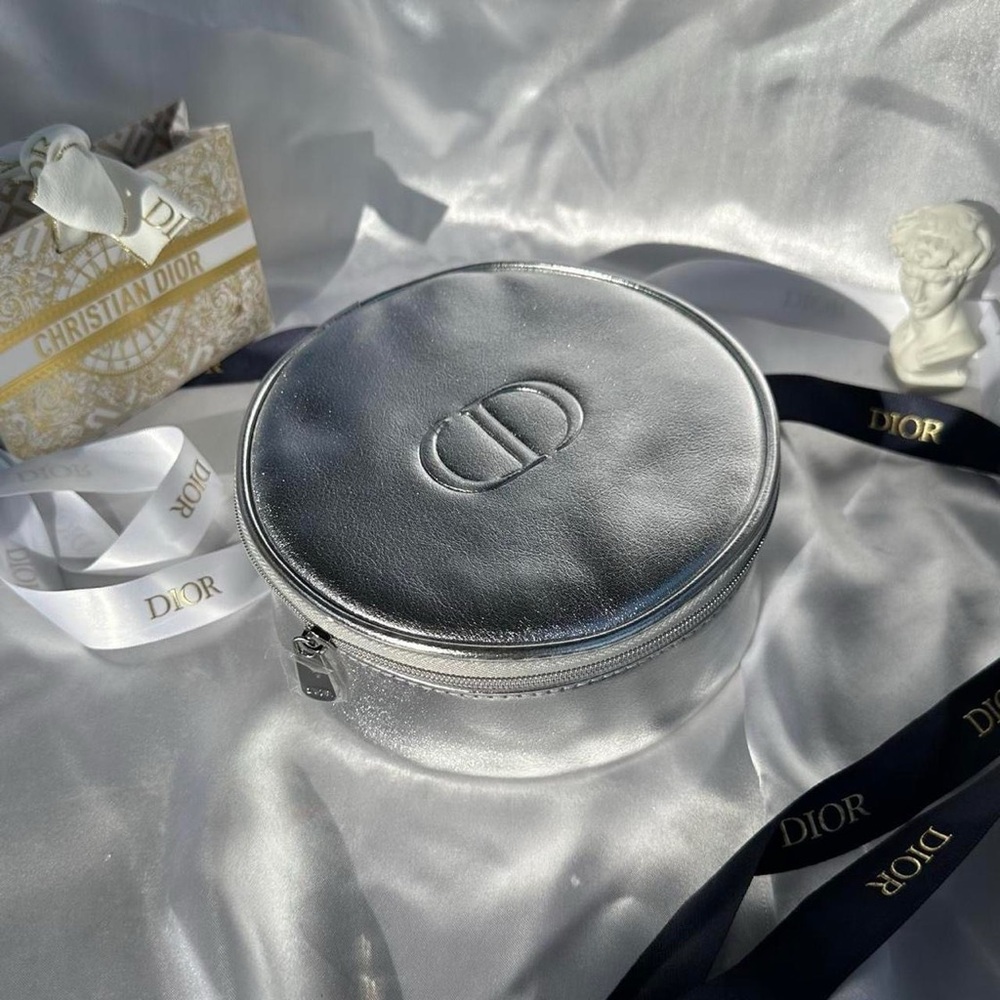 Dior Metallic Silver Cosmetic Case